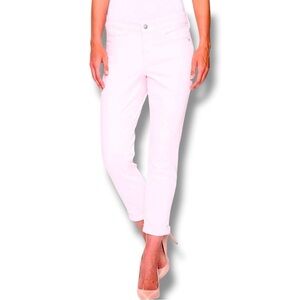 NYDJ Sz 8 Pink Chiffon Alina Convertible Ankle Jeans Lift Tuck Technology NWOT